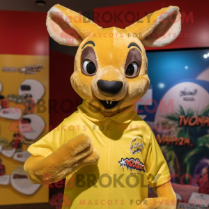 Gul kænguru maskot kostume...