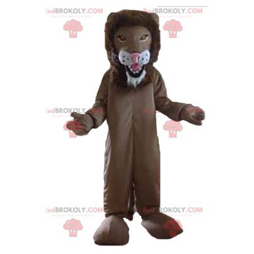 Mascote gigante leão marrom e branco - Redbrokoly.com