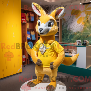 Gul kænguru maskot kostume...