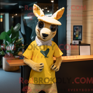 Gul kænguru maskot kostume...