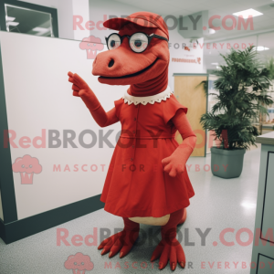 Red Iguanodon mascot...
