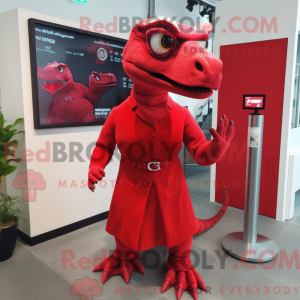 Rød Iguanodon maskot...