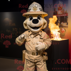 Cream Fire Fighter maskot...