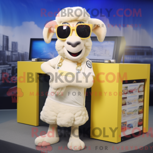 Crème Ram mascottekostuum...