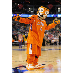Oranžový černobílý trikolorní maskot tygra - Redbrokoly.com