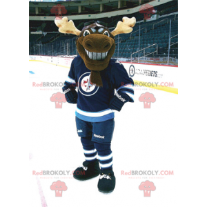 Caribou brun renmaskot i hockeyklädsel - Redbrokoly.com