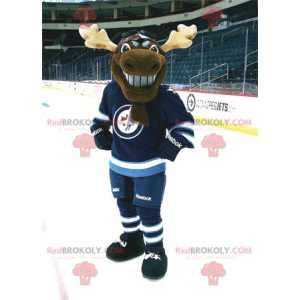 Caribou brun rensdyr maskot i hockey gear - Redbrokoly.com