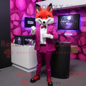 Magenta Fox mascot costume...