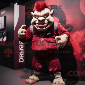 Maroon Ogre maskot kostume...