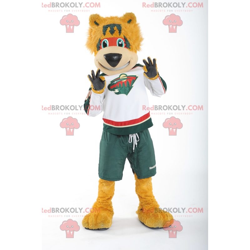 Mascota del oso naranja en ropa deportiva - Redbrokoly.com Mascota del oso naranja en ropa deportiva - Redbrokoly.com