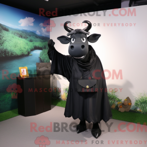 Sort Zebu maskot kostume...