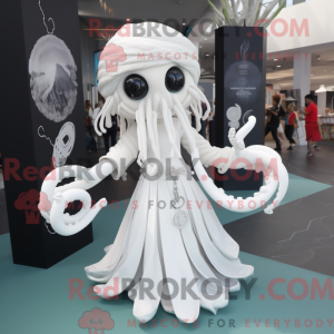 Hvid Kraken maskot kostume...