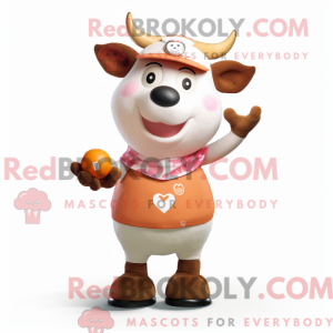 Peach Hereford Cow maskot...