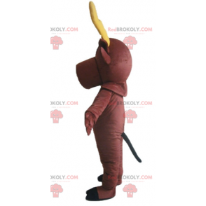 Caribou bruin rendier mascotte met geel gewei - Redbrokoly.com