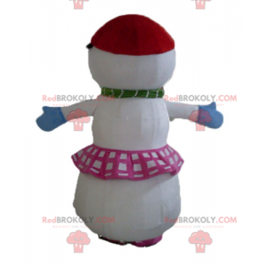 Mascot big snowman with a skirt and braids - Redbrokoly.com