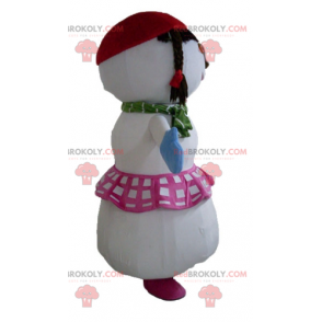 Mascot gran muñeco de nieve con falda y trenzas - Redbrokoly.com