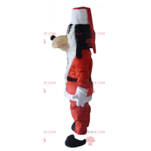 Mascotte de Dingo ami de Mickey en tenue de Père-Noël -