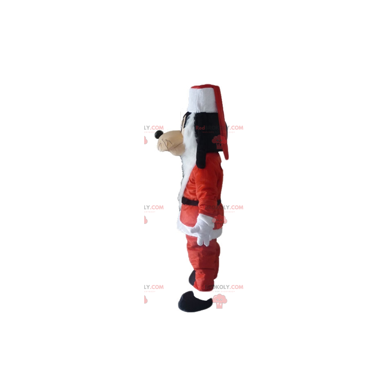 Goofy mascot Mickey's friend in Santa Claus outfit -