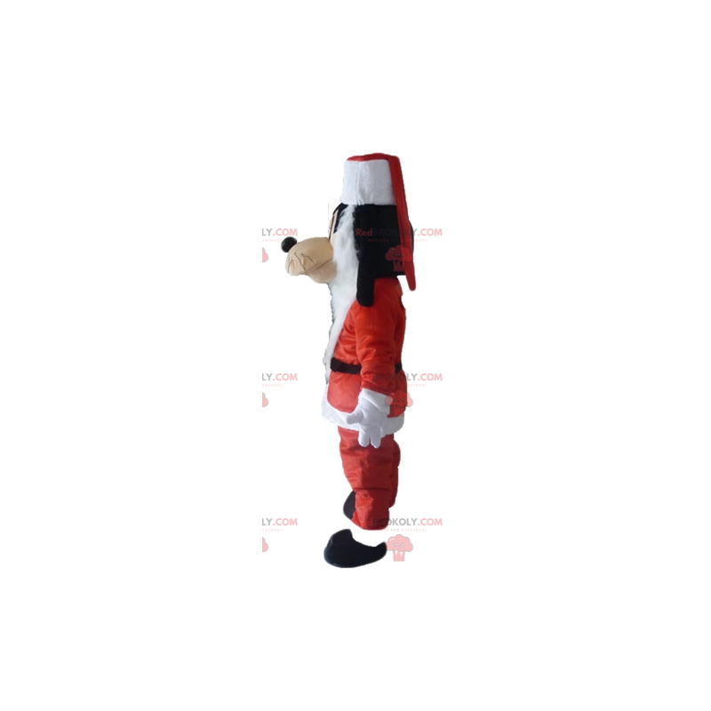Praštěný maskot Mickeyho kamarád v kostýmu Santa Clause -