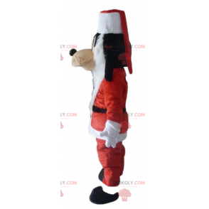 Mascotte de Dingo ami de Mickey en tenue de Père-Noël -