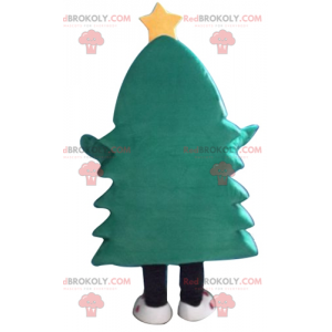 Grøn juletræ maskot med en gul stjerne - Redbrokoly.com