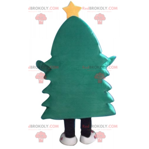 Mascote da árvore de Natal verde com uma estrela amarela -