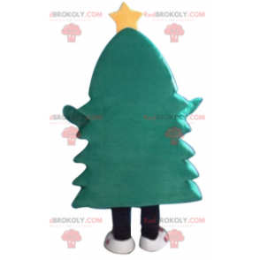 Grønn juletre maskot med en gul stjerne - Redbrokoly.com