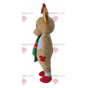 Bruin en wit rendier mascotte met gouden horens - Redbrokoly.com