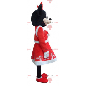 Mascotte de Minnie Mouse habillée en tenue de Noël -