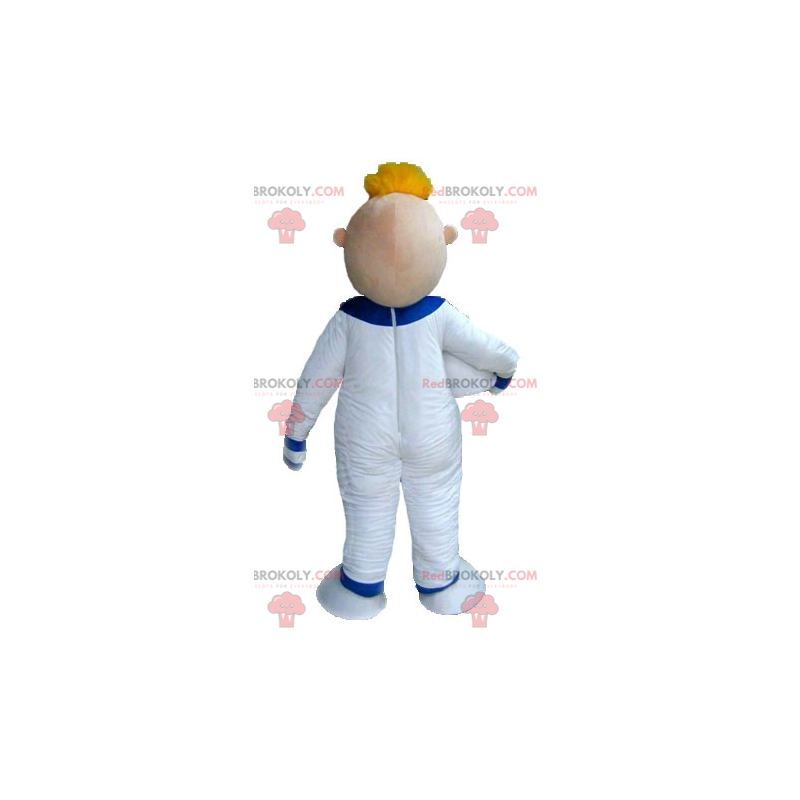 Blond man astronaut mascot in white jumpsuit - Redbrokoly.com