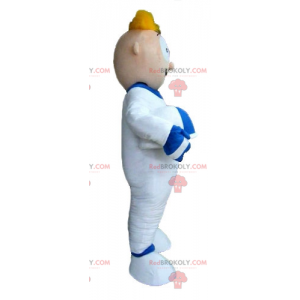 Blond mann astronaut maskot i hvit jumpsuit - Redbrokoly.com