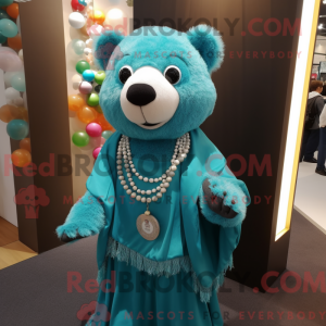Teal Bear mascot costume...