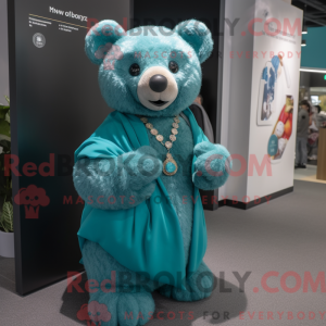 Teal Bear Maskottchen...