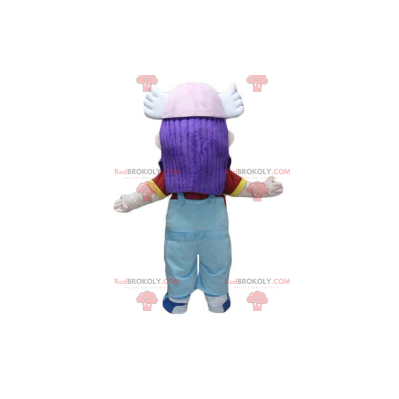 Mascot girl with purple hair in overalls - Redbrokoly.com Mascot girl with purple hair in overalls - Redbrokoly.com