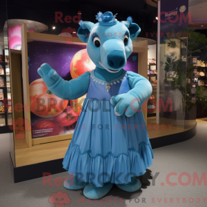 Blå Tapir maskot kostume...