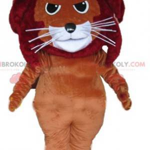 Mascotte leone felino marrone rosso e bianco - Redbrokoly.com