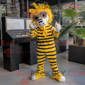 Geel zebra-mascottekostuum...