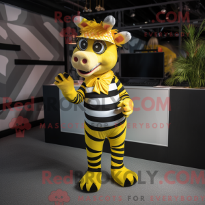 Gul Zebra-maskotdraktfigur...