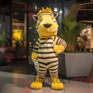 Gul Zebra-maskotdraktfigur...