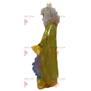 Maskotka królowej księżniczki w żółtej sukience z koroną -