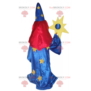 Magier Maskottchen im blauen Kleid mit einem Schleier auf den