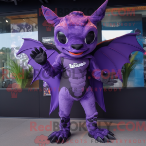 Purple Bat mascot costume...