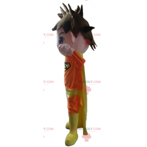 Superhero mascot dressed in orange and yellow - Redbrokoly.com