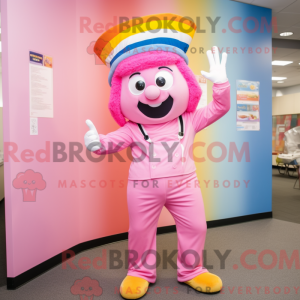 Pink Rainbow maskot kostume...