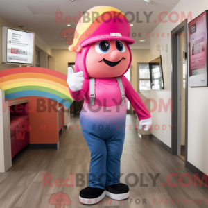 Pink Rainbow maskot kostume...