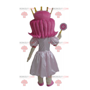 Prinzessin Maskottchen mit rosa Haaren mit einem hübschen Kleid