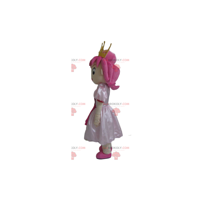 Księżniczka maskotka z różowymi włosami i ładną sukienką -