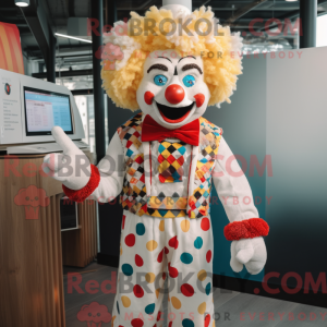 Crème clown mascottekostuum...