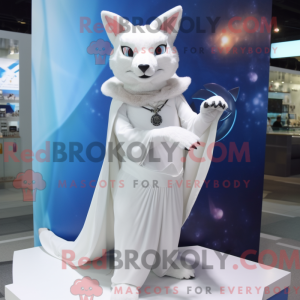 Hvid Lynx maskot kostume...