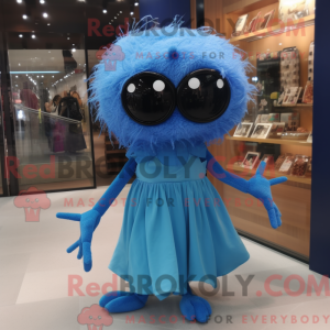 Blue Spider mascot costume...